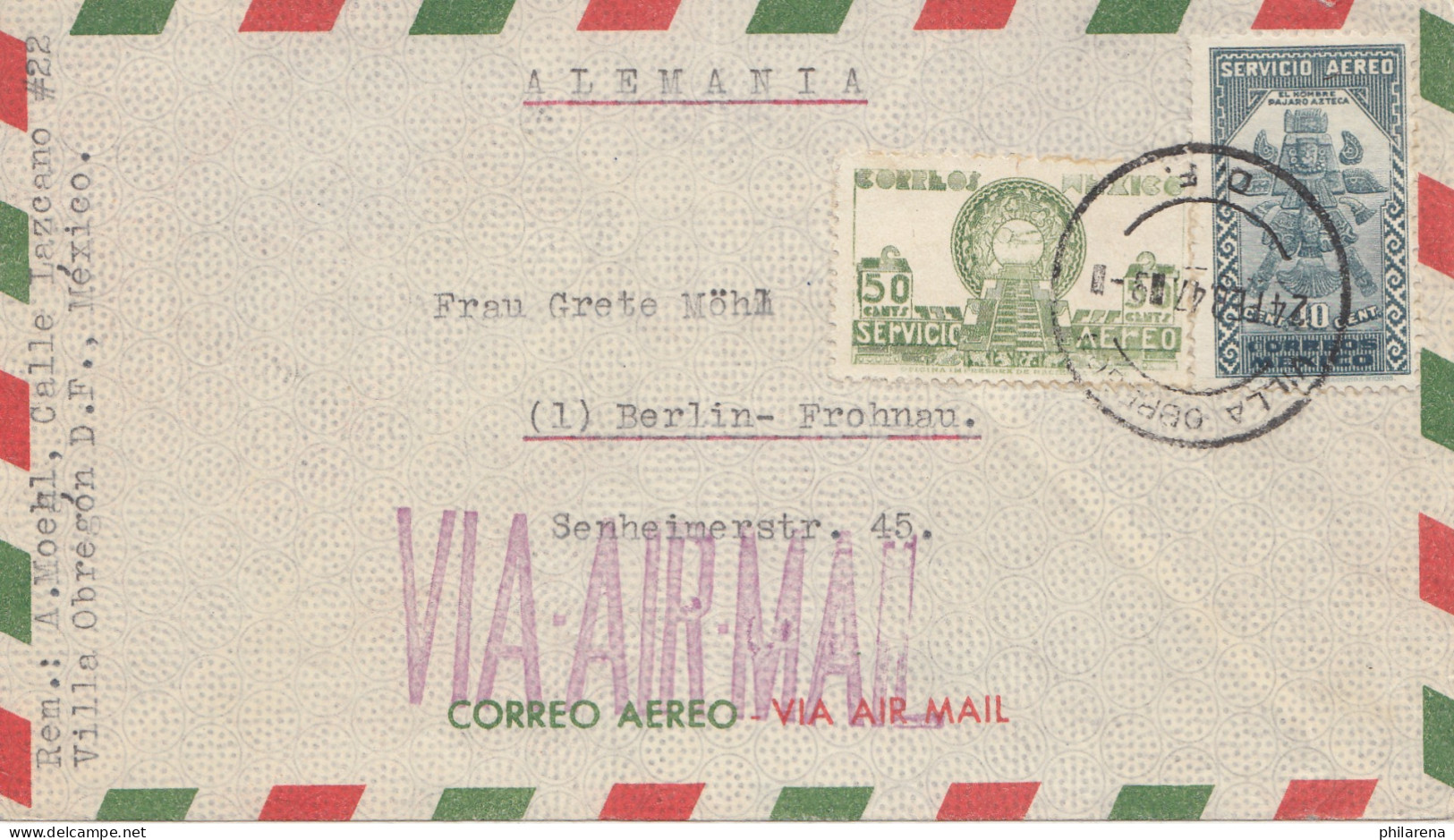 Mexico 1947: Letter To Berlin-Frohnau Via Air Mail - Mexico