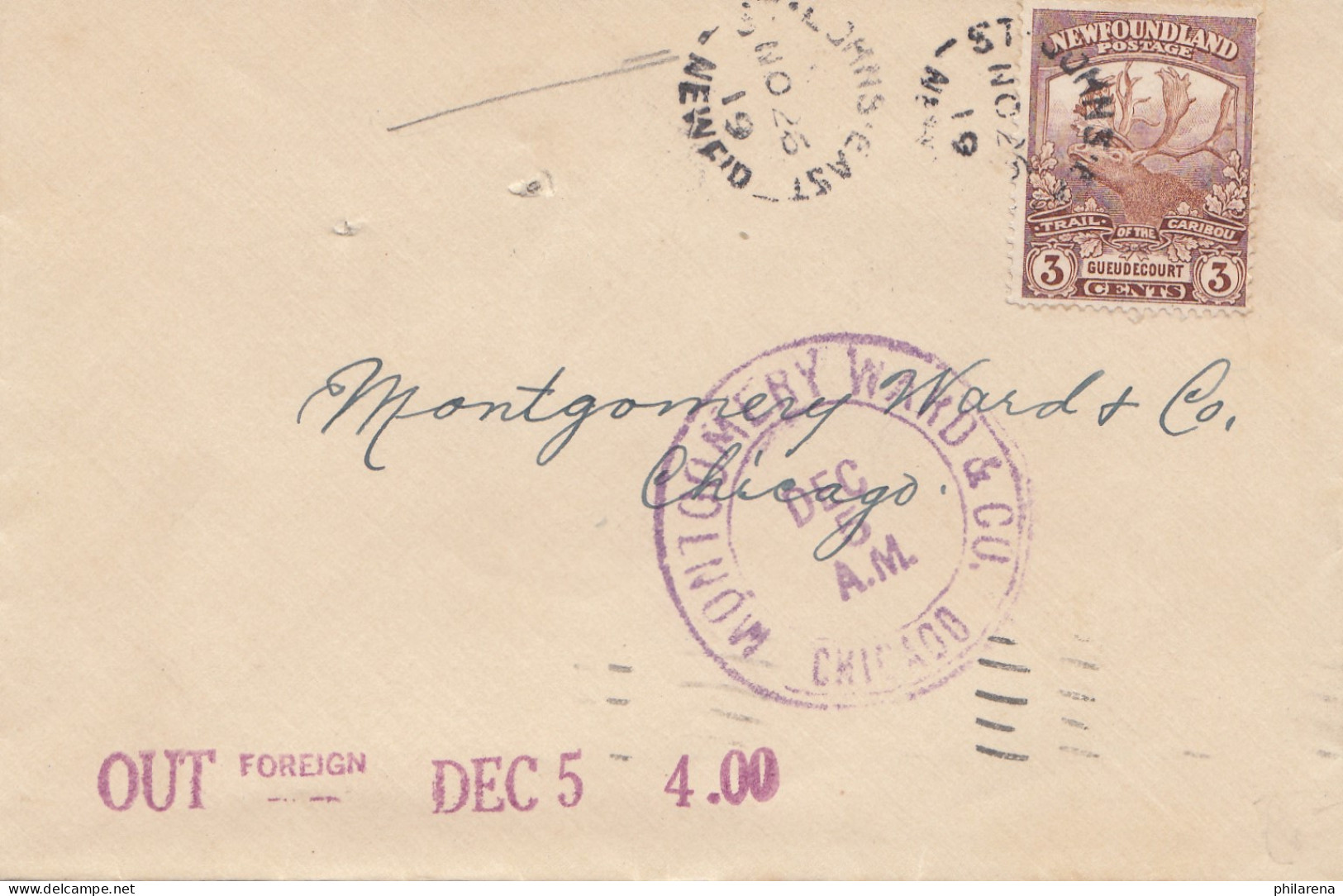 Newfoundland: 1919: Letter To Chicago - Other & Unclassified