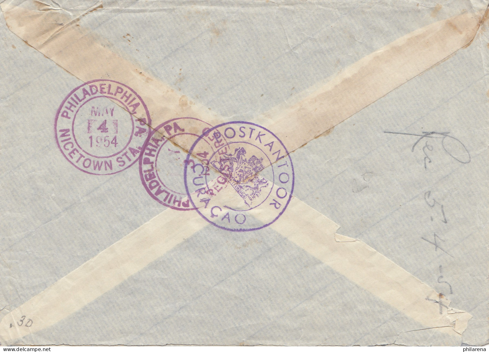 Ned. Antillen 1954: Registered Gouvernment Curacao To Philadelphia/USA - Curacao, Netherlands Antilles, Aruba