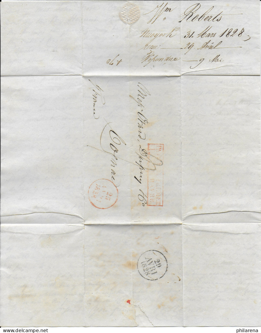 USA: Transatlantische Post USA - Frankeich Cognac, 1828, "P. France" - Autres & Non Classés