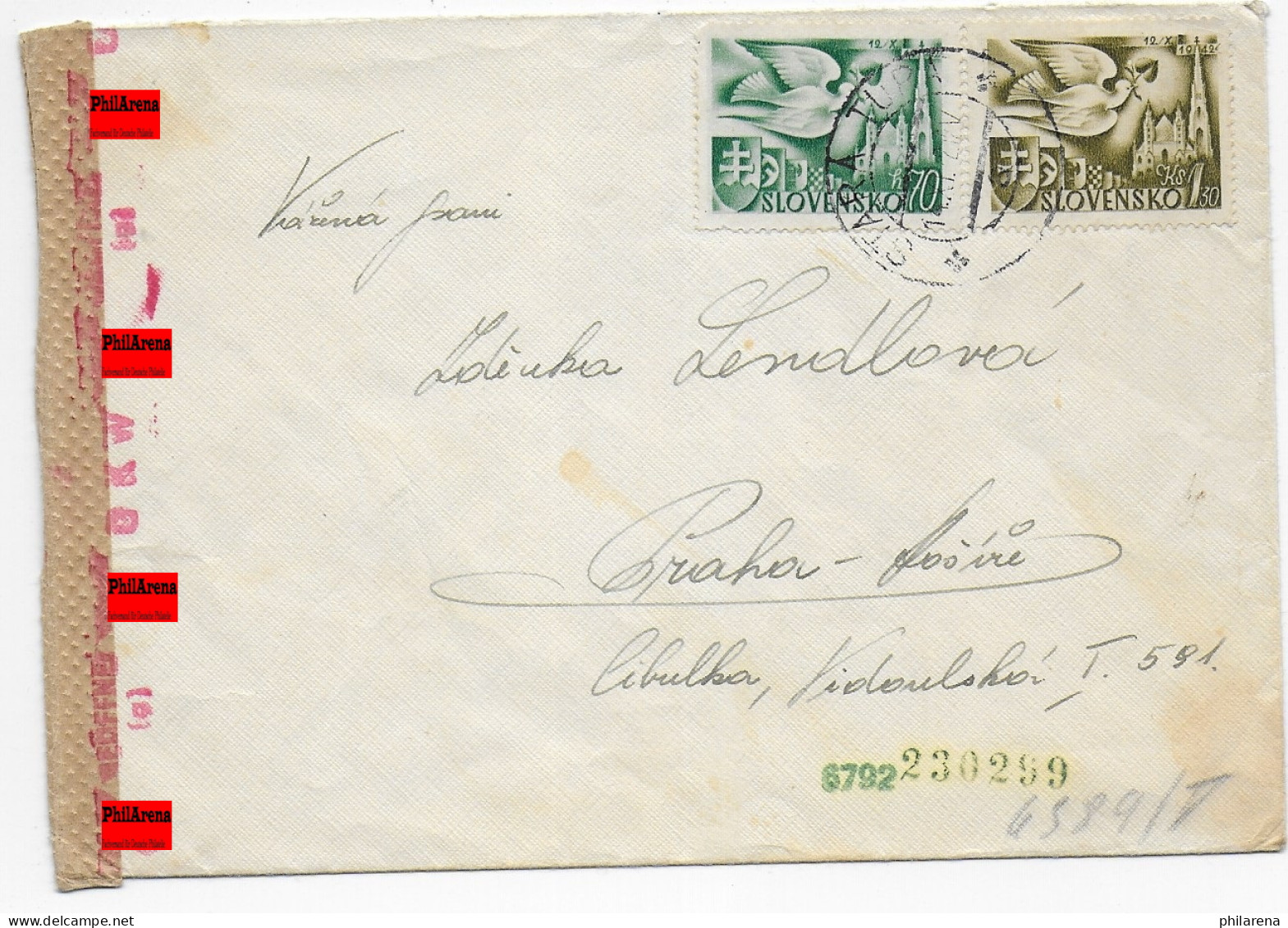 Brief Stara Tura Nach Prag, 1942, Zensur - Other & Unclassified