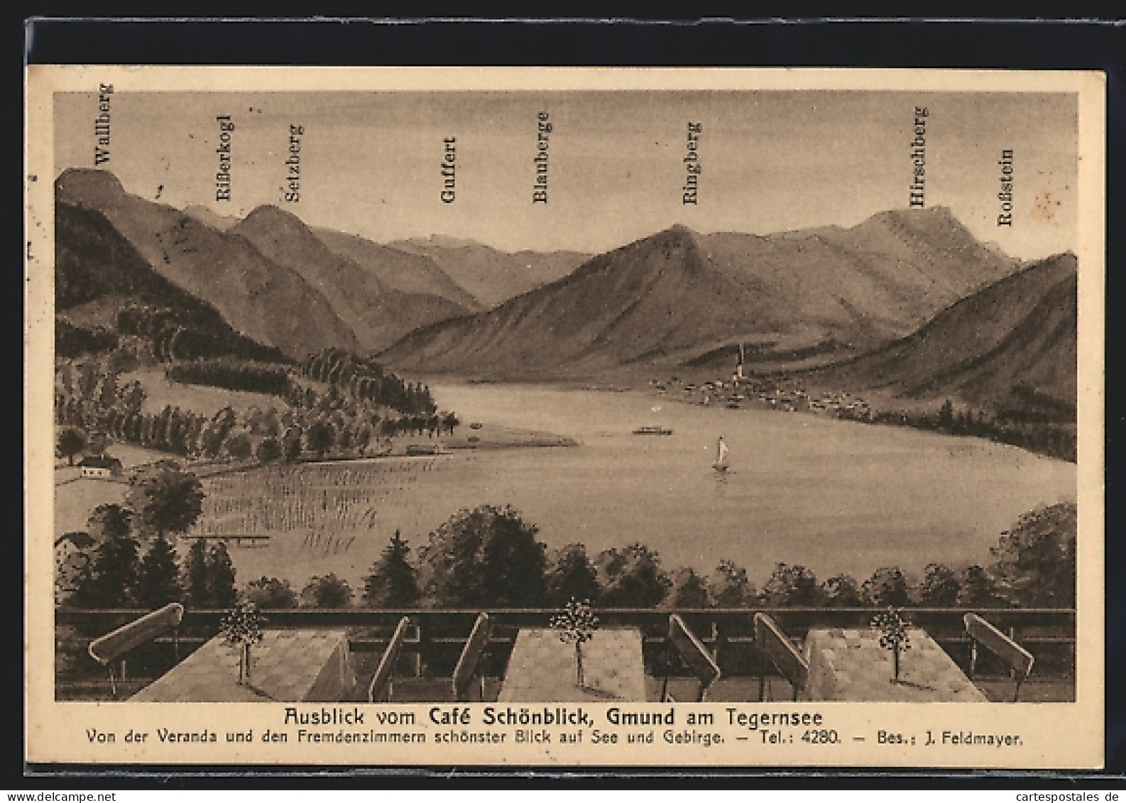 AK Gmund Am Tegernsee, Ausblick Vom Cafe Schönblick  - Tegernsee