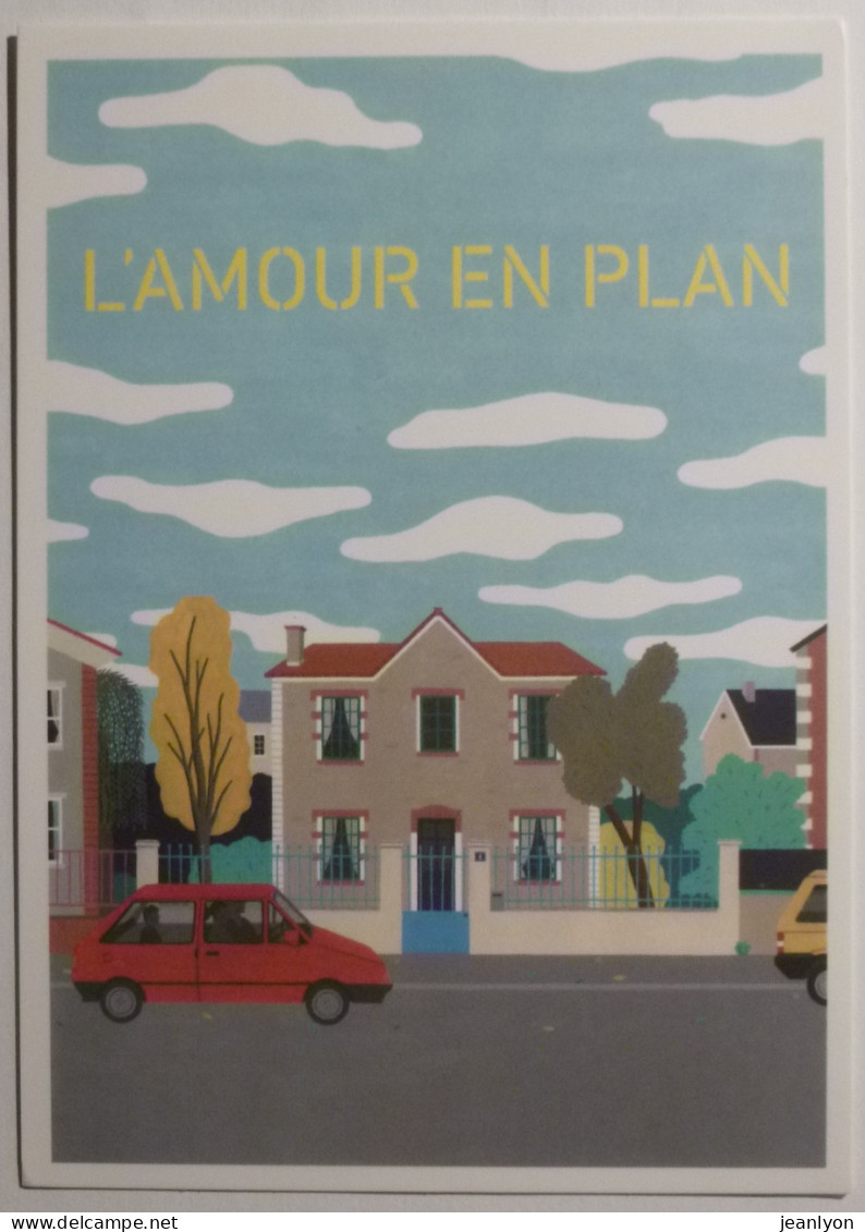 MAISON - VOITURE ROUGE - Illustrateur Fanny Blanc - Carte Postale Pour Film Court Métrage AMOUR EN PLAN - Contemporain (à Partir De 1950)