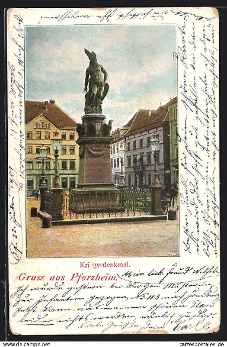 AK Pforzheim, Am Kriegerdenkmal  - Pforzheim