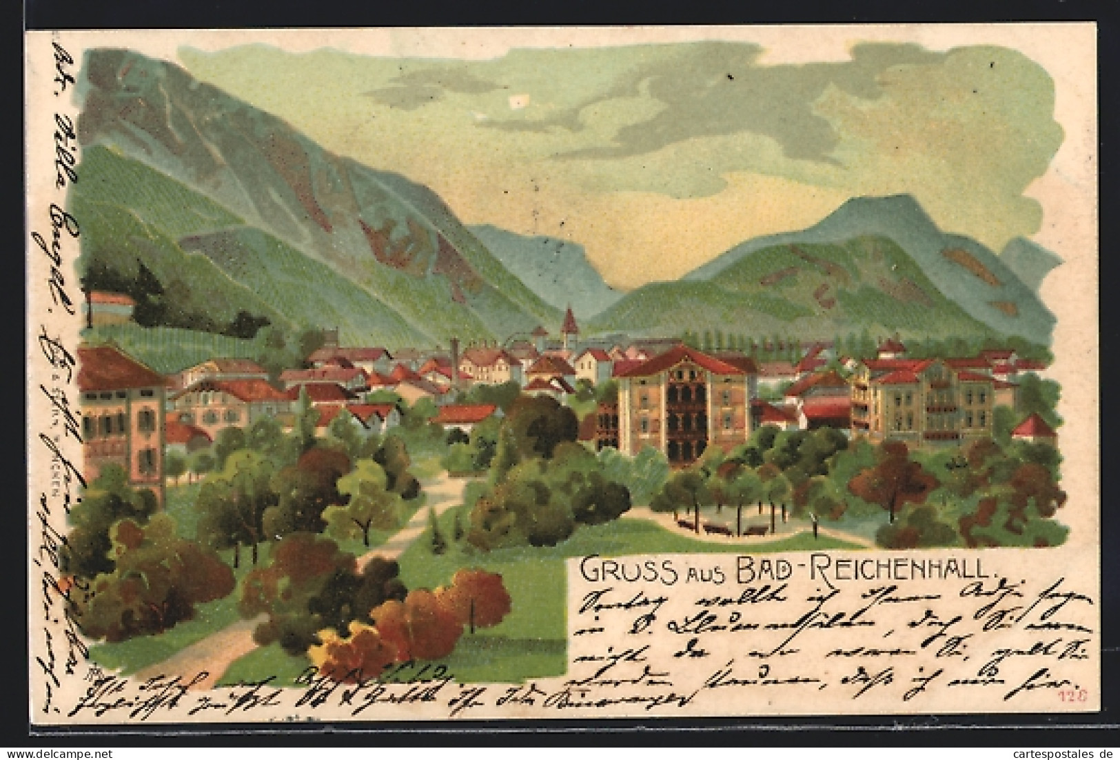 Lithographie Bad-Reichenhall, Teilansicht  - Bad Reichenhall