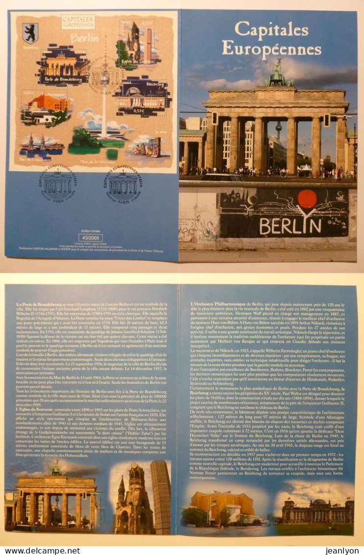 BERLIN / ALLEMAGNE - Pont Oberbaum , Pte Brandebourg ... - Document Philatélique Avec BLOC Timbres Et Cachet 1er Jour - Monumentos