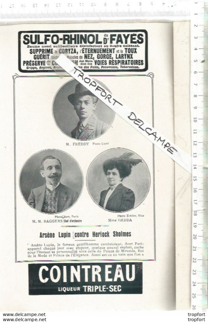 Vintage French Old Program Theater 1911 // Programme Théâtre CHATELET Herlock Sholmès Contre Arsène Lupin - Programme