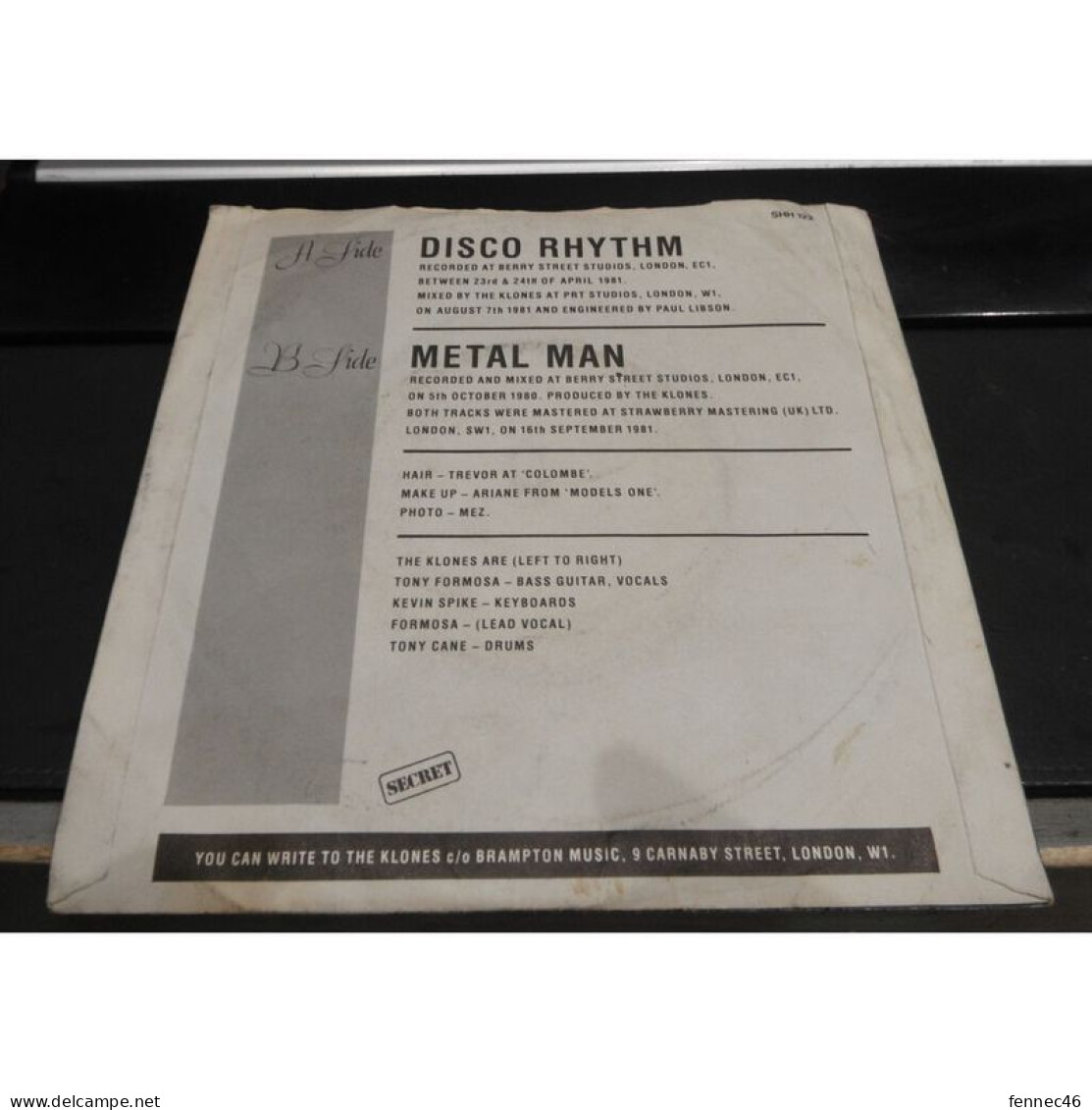 * Vinyle  45T -  Klones -  Disco Rhythm / Metal Man - Autres - Musique Anglaise