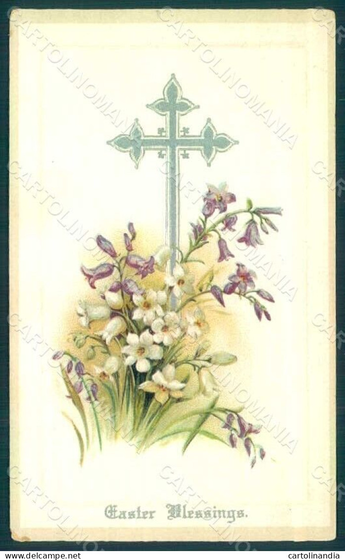 Greetings Easter Flowers Cross Serie 500 Relief Postcard HR0154 - Fleurs