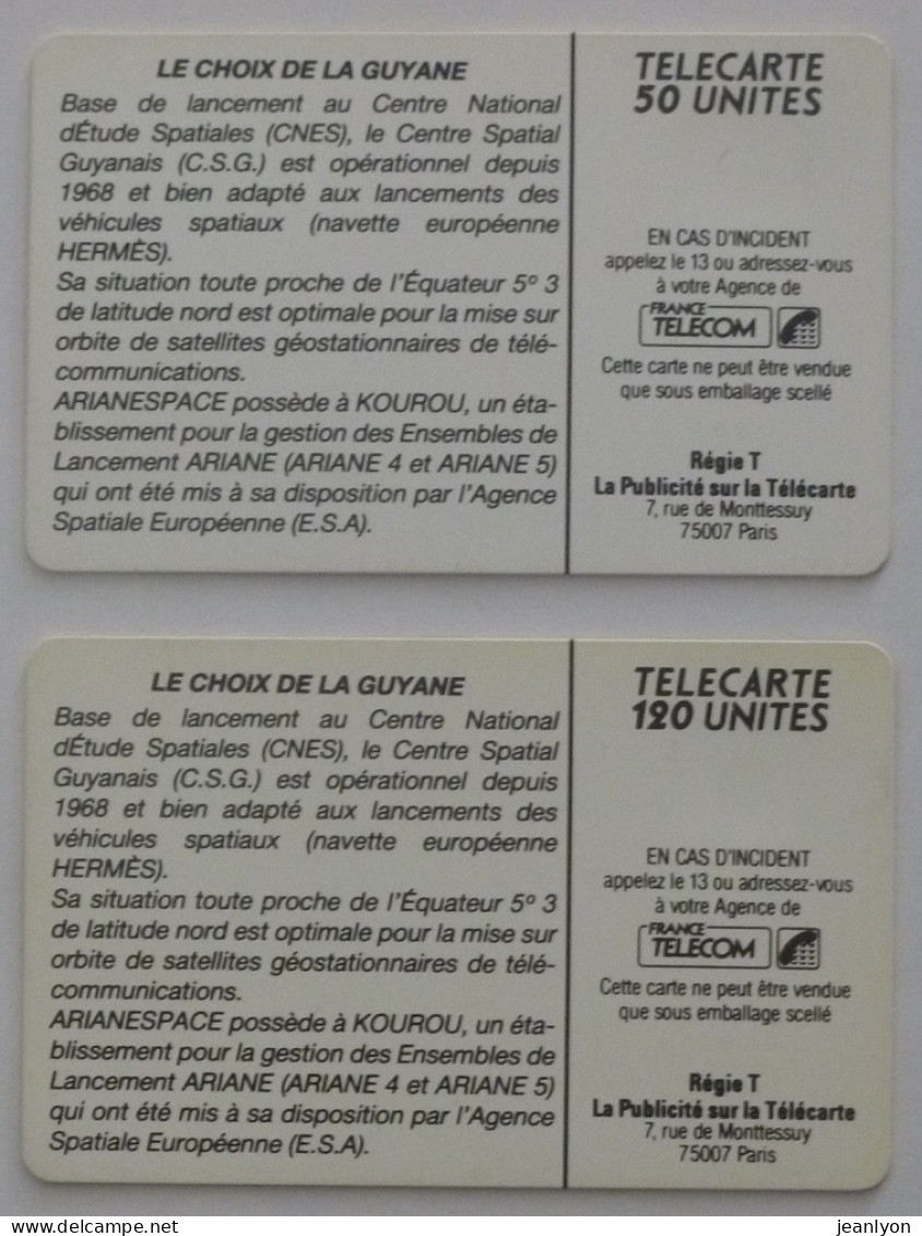 GUYANE - Centre Spatial Guyanais - Base Lancement CNES - Paire 2 Télécartes Utilisées France 50/120 Unités - Espace