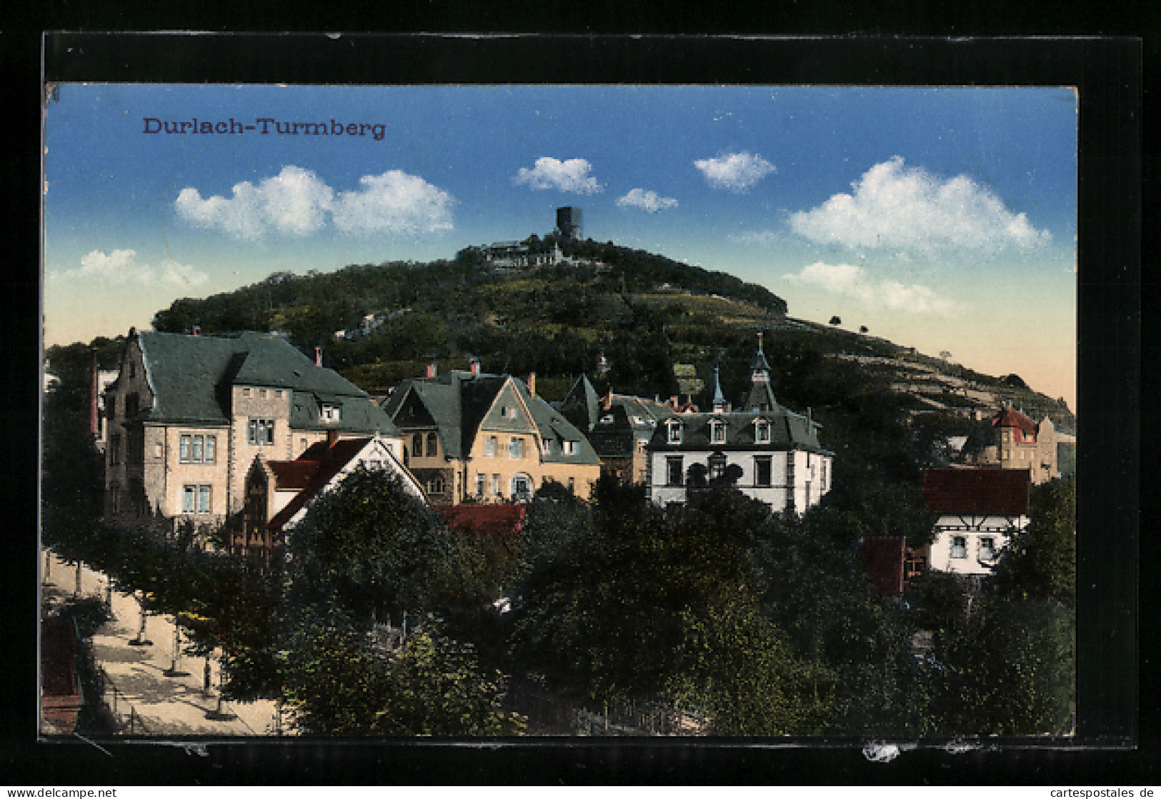 AK Karlsruhe-Durlach, Ortsansicht Mit Blick Auf Den Turmberg  - Karlsruhe