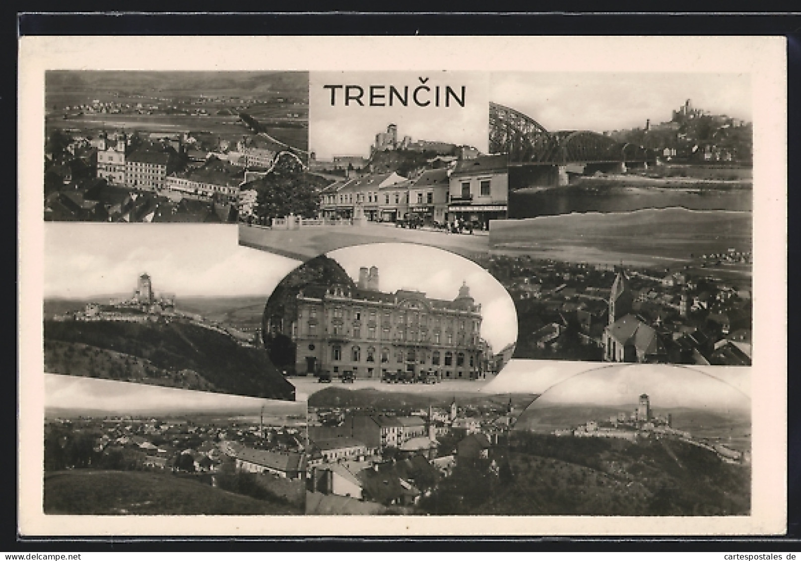 AK Trencin, Burgblick, Flusspartie Mit Brücke, Panorama  - Slovaquie