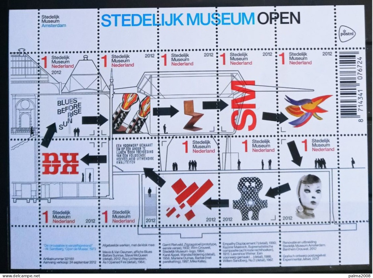 HOLANDA - IVERT 2959/68 BLOQUE NUEVOS ** Museo Stedelijk De Ámsterdam - Nuovi