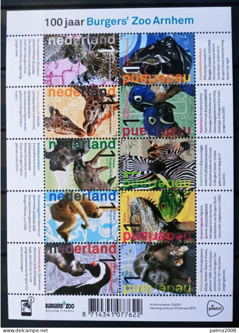 HOLANDA IVERT 3005/14 BLOQUE NUEVOS ** FAUNA 100 AÑOS ZOO DE ARNHEM - Unused Stamps