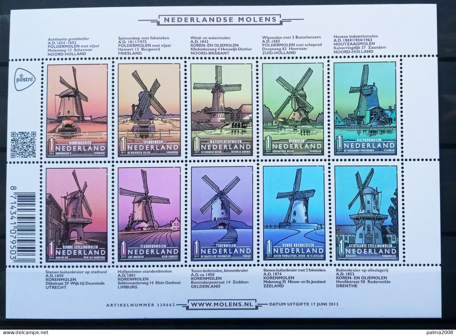 HOLANDA IVERT 3044/53 BLOQUE NUEVOS ** MOLINOS DE VIENTOS HOLANDESES - Nuevos