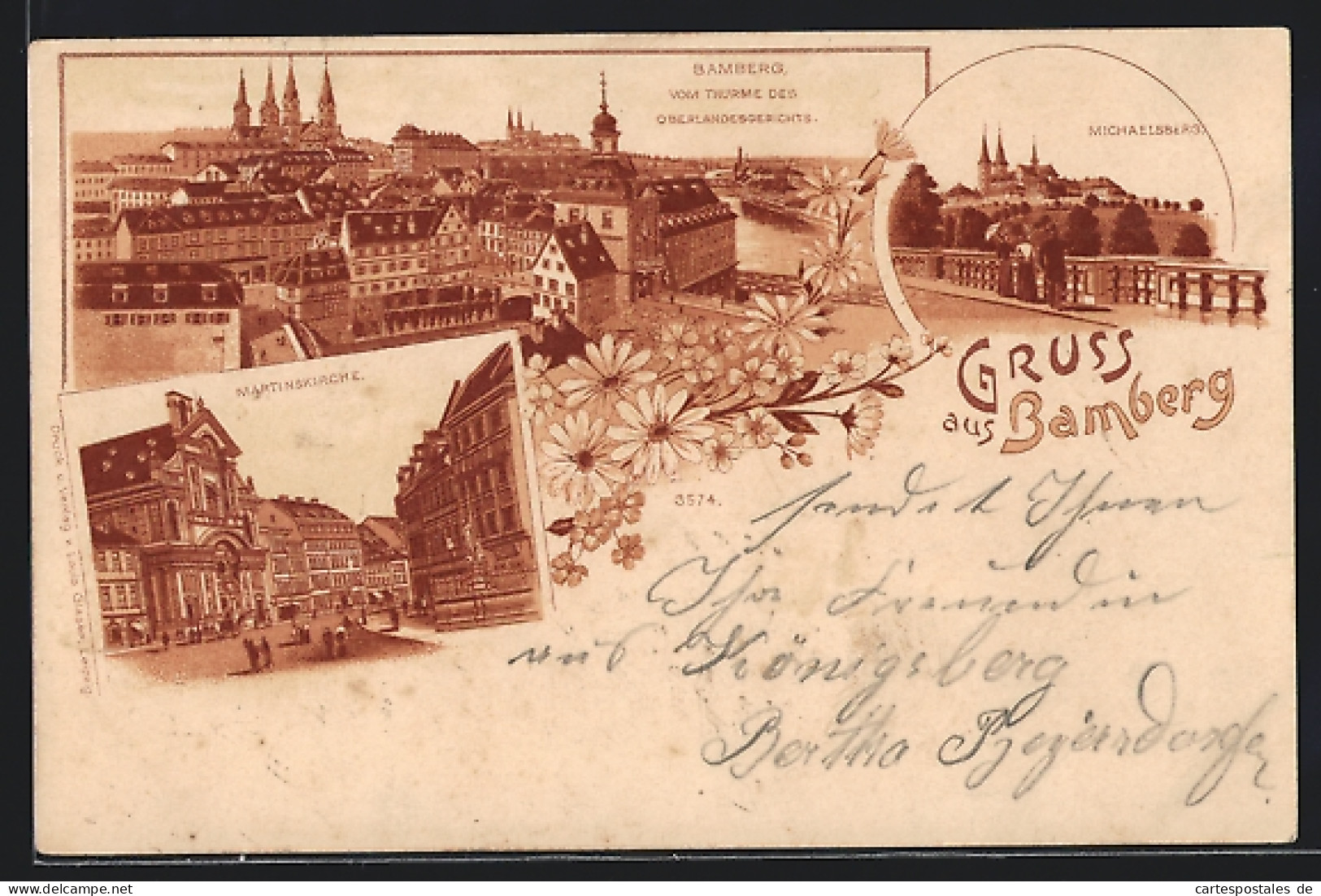 Lithographie Bamberg, Stadt Vom Thurme Des Oberlandesgerichts, Martinskirche, Michaelsberg  - Bamberg