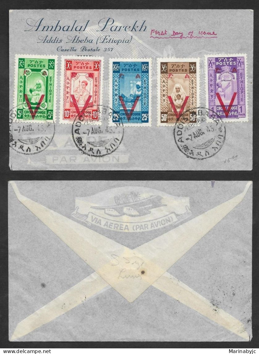 SD)1945 ETHIOPIA FIRST DAY COVER, CENTENARY OF THE RED CROSS, XF - Ethiopie