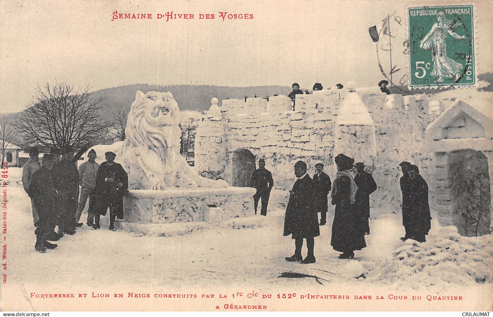 88-GERARDMER FORTERESSE ET LION EN NEIGE-N°LP5043-B/0287 - Gerardmer