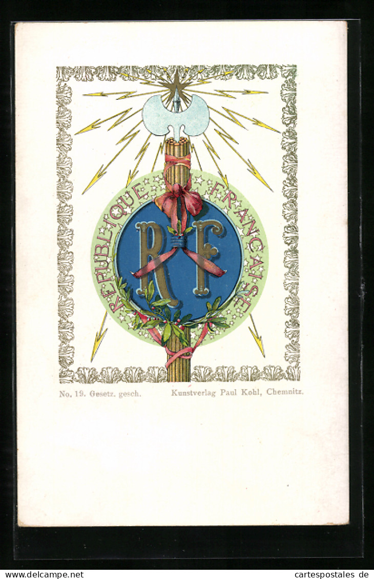 Künstler-AK Republique Francaise, Wappen  - Genealogía