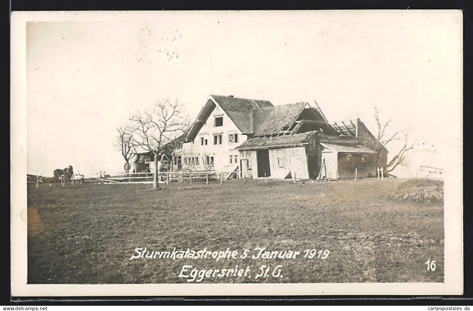 AK Eggersriet, Eingestürztes Gebäude Nach Der Sturmkatastrophe 1919  - Eggersriet