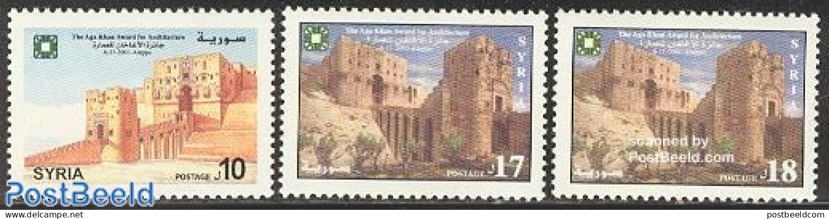 Syria 2001 Architecture 3v, Mint NH, Art - Castles & Fortifications - Schlösser U. Burgen