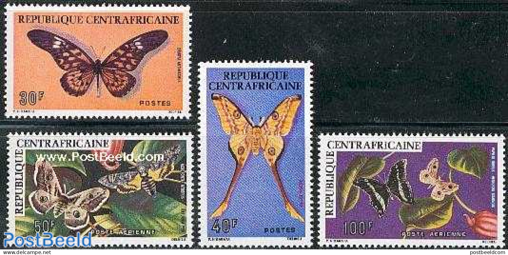 Central Africa 1976 Butterflies 4v, Mint NH, Nature - Butterflies - República Centroafricana