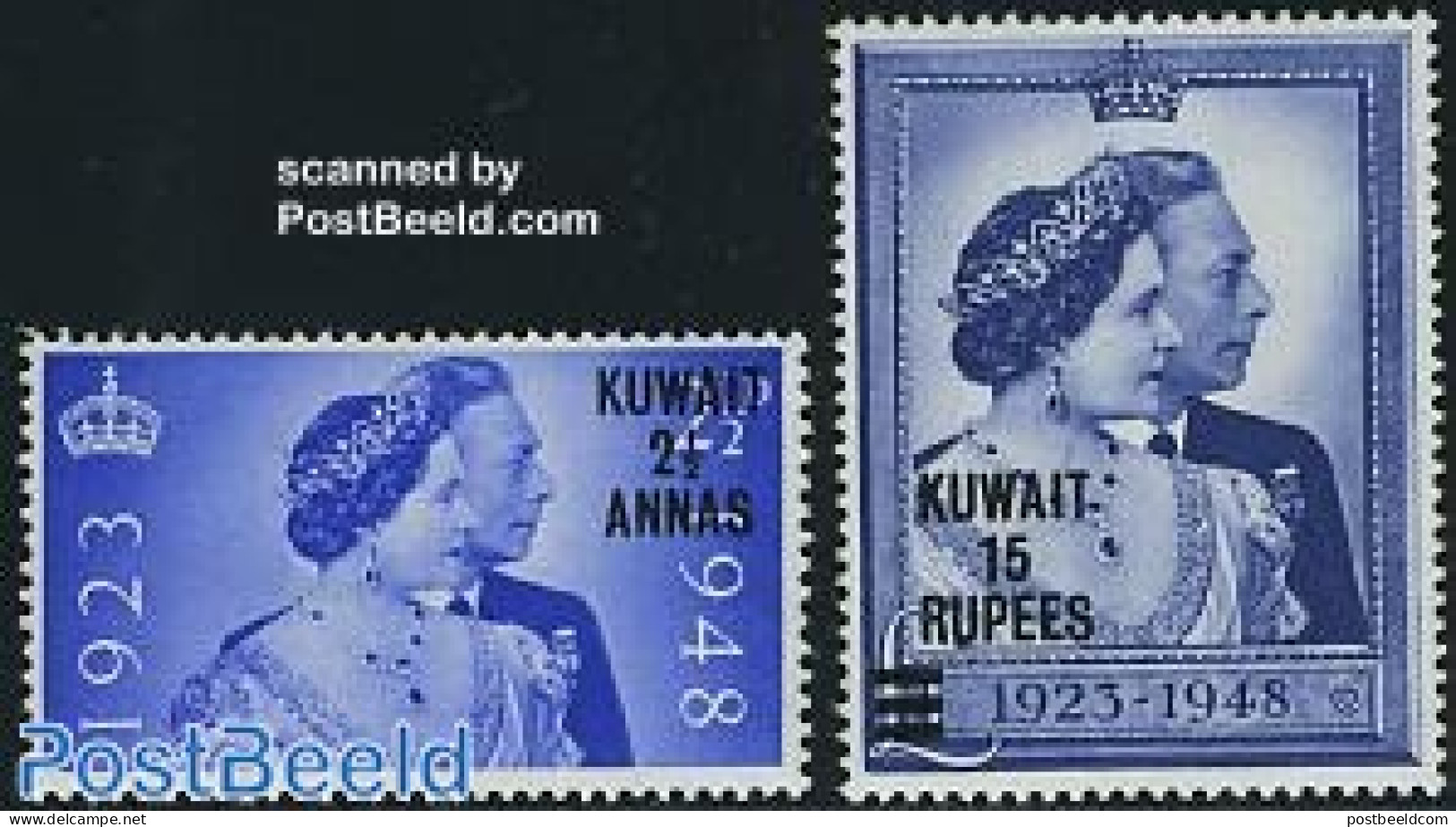 Kuwait 1948 Silver Wedding 2v, Mint NH, History - Kings & Queens (Royalty) - Familles Royales