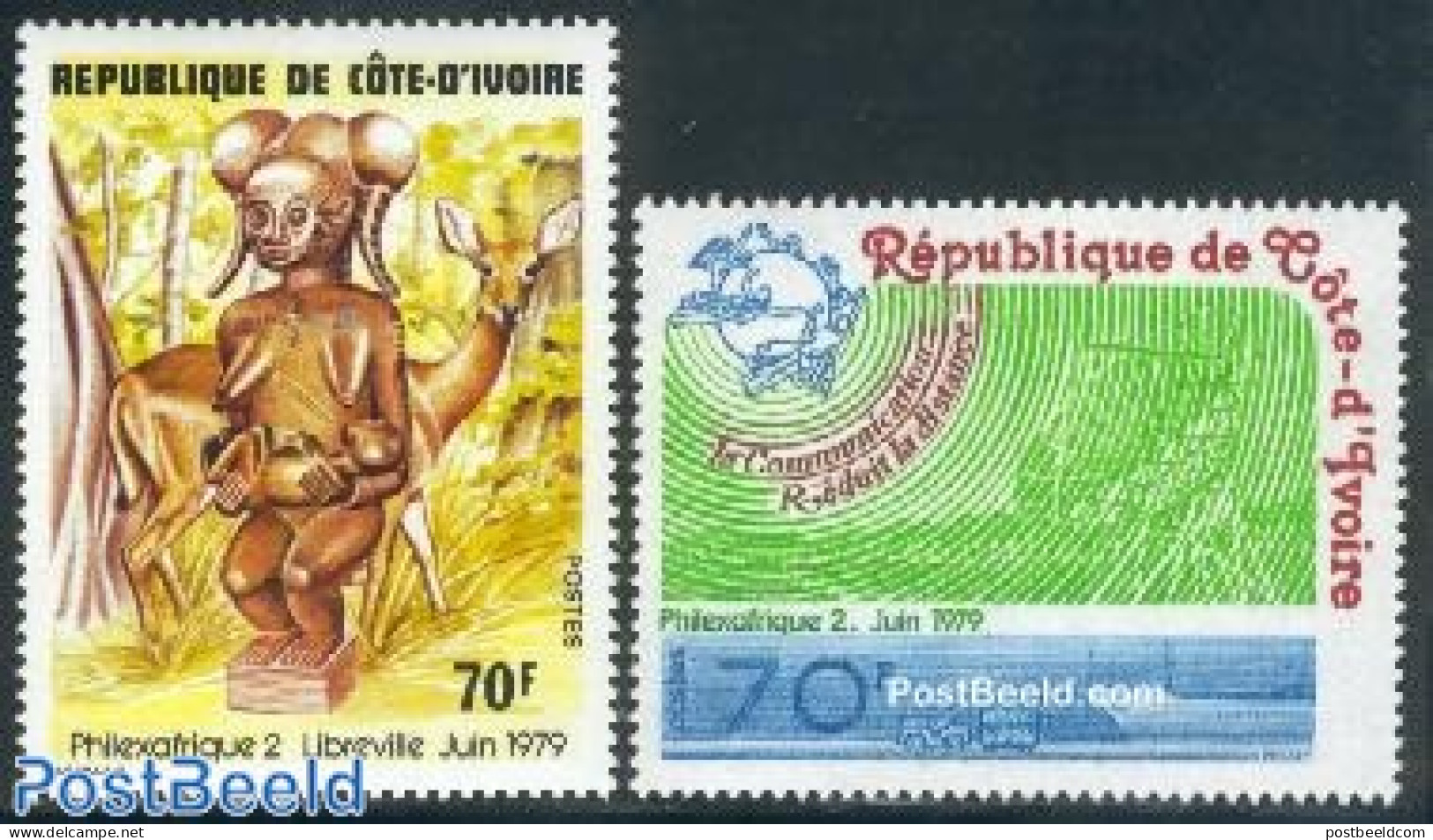 Ivory Coast 1979 Philexafrique 2v, Mint NH, Nature - Transport - Animals (others & Mixed) - Philately - U.P.U. - Ships.. - Unused Stamps