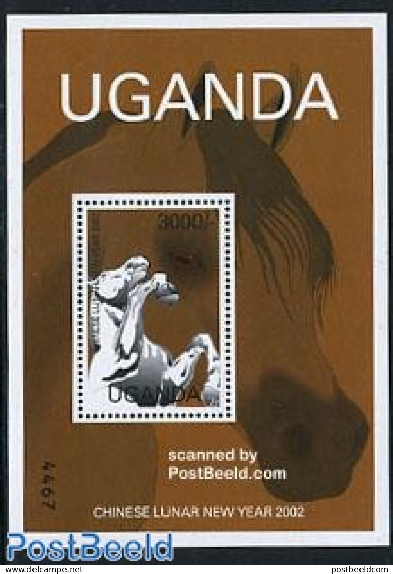 Uganda 2002 Year Of The Horse S/s, Mint NH, Nature - Various - Horses - New Year - Neujahr