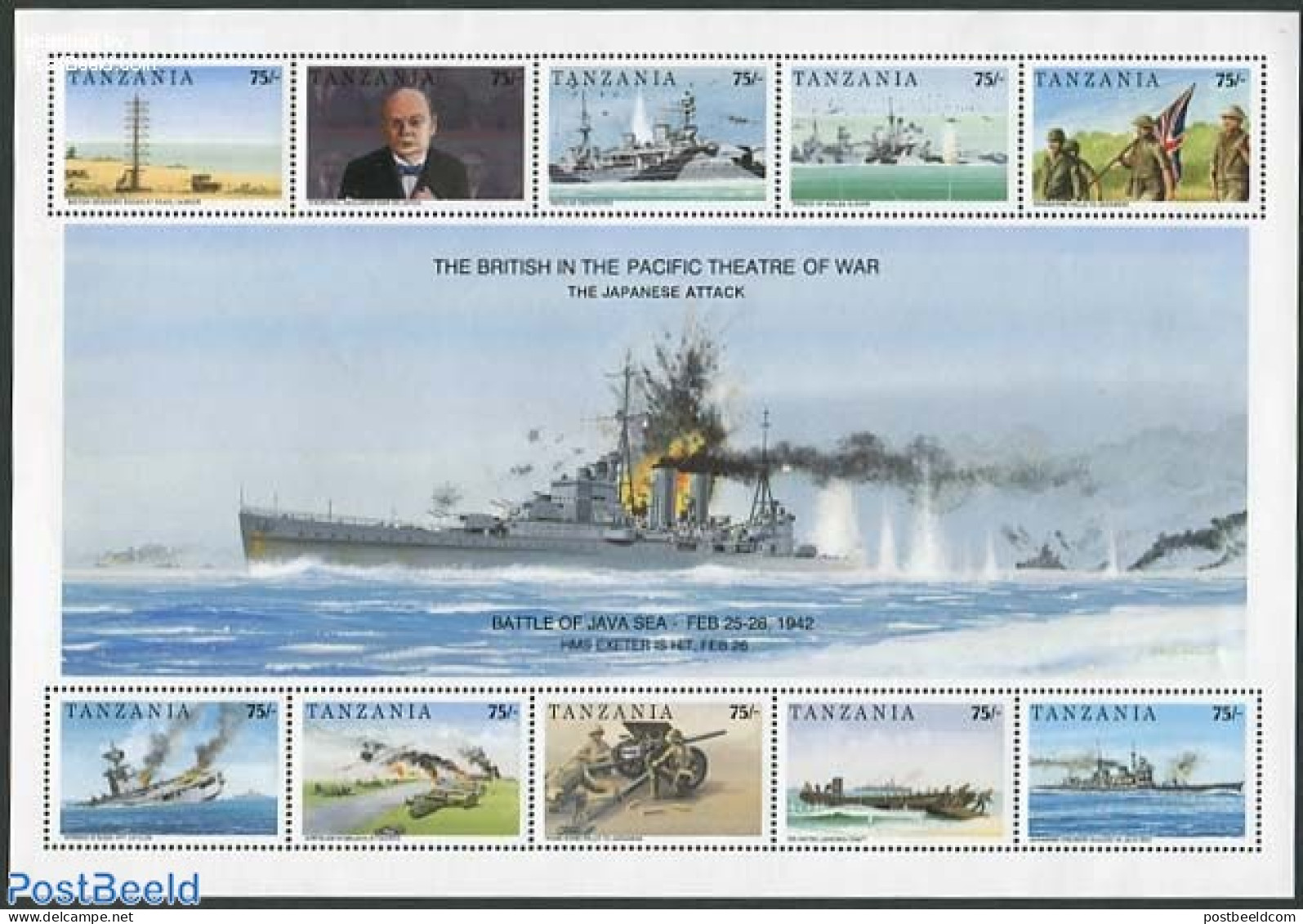Tanzania 1992 World War II S/s, Mint NH, History - Transport - Churchill - Militarism - World War II - Aircraft & Avia.. - Sir Winston Churchill