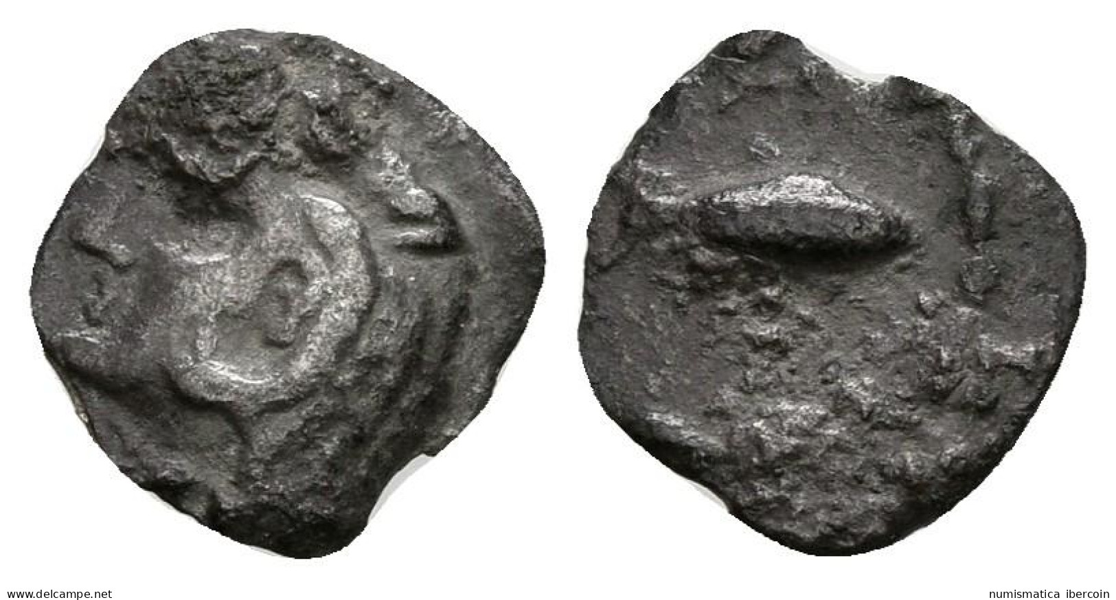 GADES. Hemióbolo. 300-200 A.C. Cádiz. A/ Cabeza De Melkart A Izquierda Recubier - Autres & Non Classés