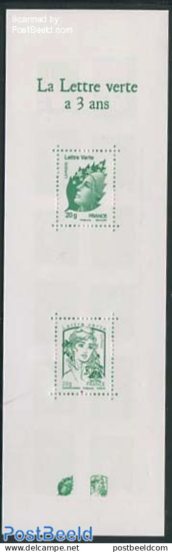 France 2014 3 Years Green Letter Booklet (booklet Contains 14 Stamps), Mint NH, Stamp Booklets - Unused Stamps