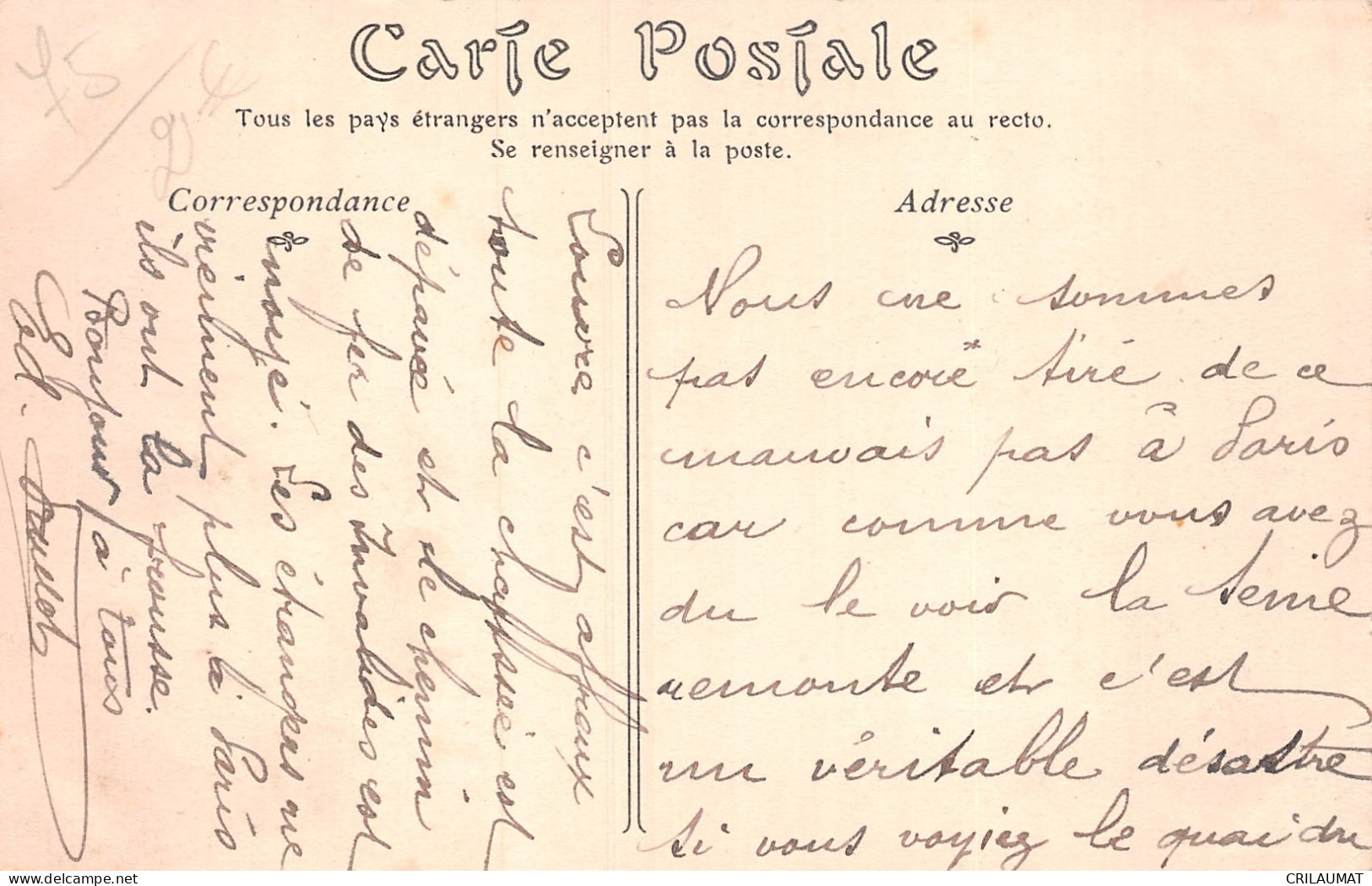 75-PARIS INONDE 1910 PORTE DE BILLANCOURT QUAI D AUTEUIL-N°T5046-A/0289 - Inondations De 1910