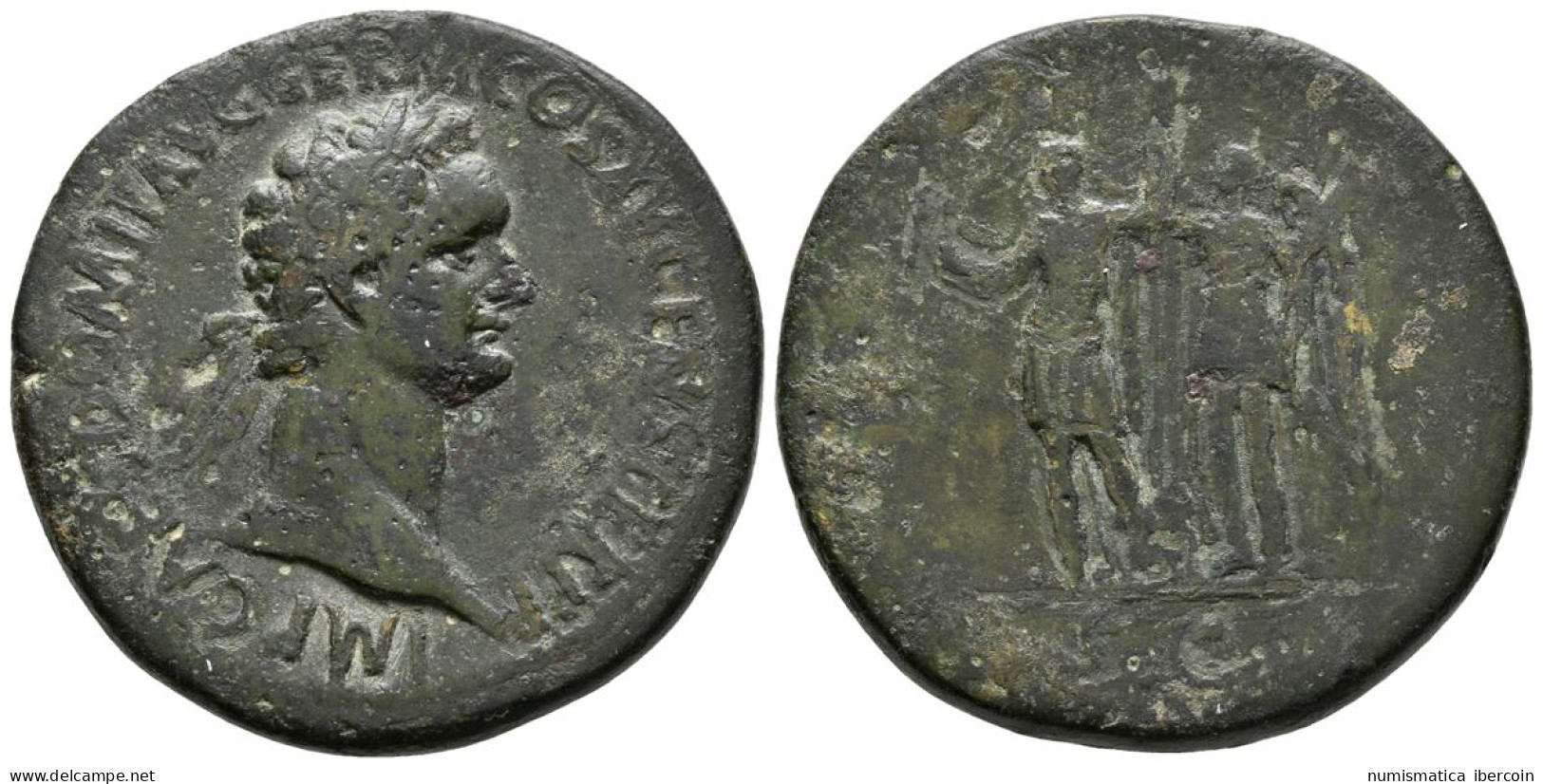DOMICIANO. Sestercio. 81-96 D.C. Roma. A/ Busto Laureado A Derecha.  IMP CAES D - La Dinastía Flavia (69 / 96)