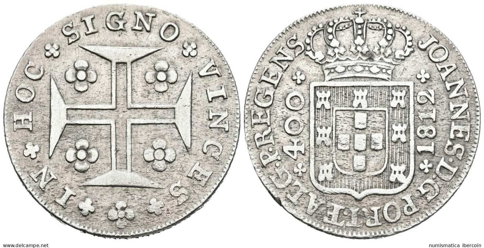 BRASIL. Johannes, Príncipe Regente. 400 Reis. 1812. Lisboa. Km#331. Ar. 13,90g. - Otros & Sin Clasificación