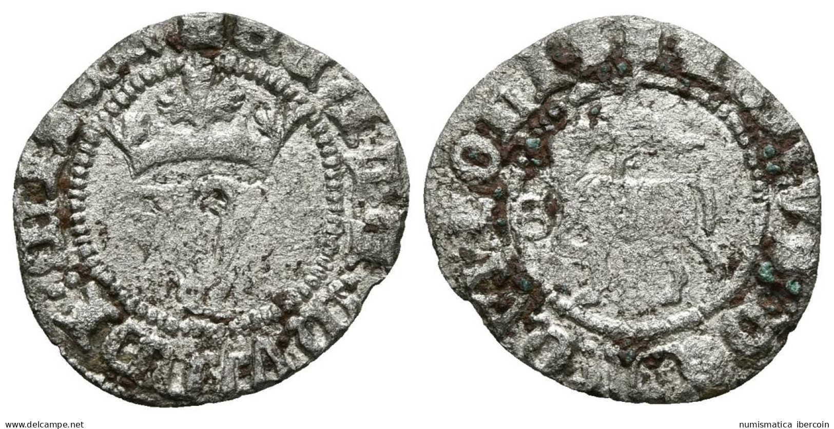 JUAN I. 1/2 Blanca Del Agnus Dei. (1379-1390). Sevilla. AB 562. Ve. 0,69g. MBC- - Primi Conii