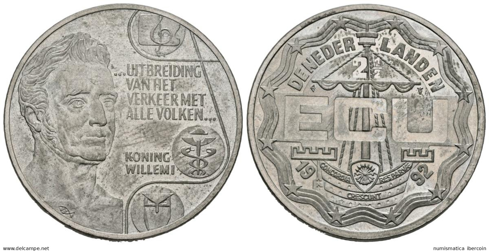 HOLANDA. 2 1/2 Ecu. 1992. GUILLERMO I. CuNi. 15,42g. SC. - Sonstige & Ohne Zuordnung