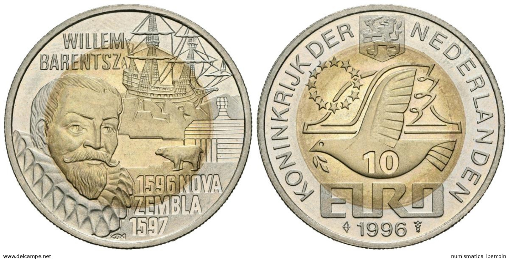 HOLANDA. 10 Euro. 1996. WILLEM BARENTSZ. CuNi, La. 10,40g. SC. - Otros & Sin Clasificación