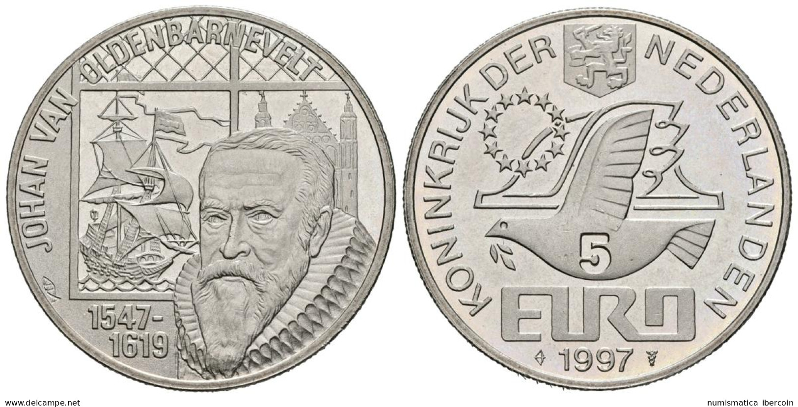 HOLANDA. 5 Euro. 1997. JOHAN VAN OLDENBARNEVELT. CuNi. 15,54g. SC. - Altri & Non Classificati