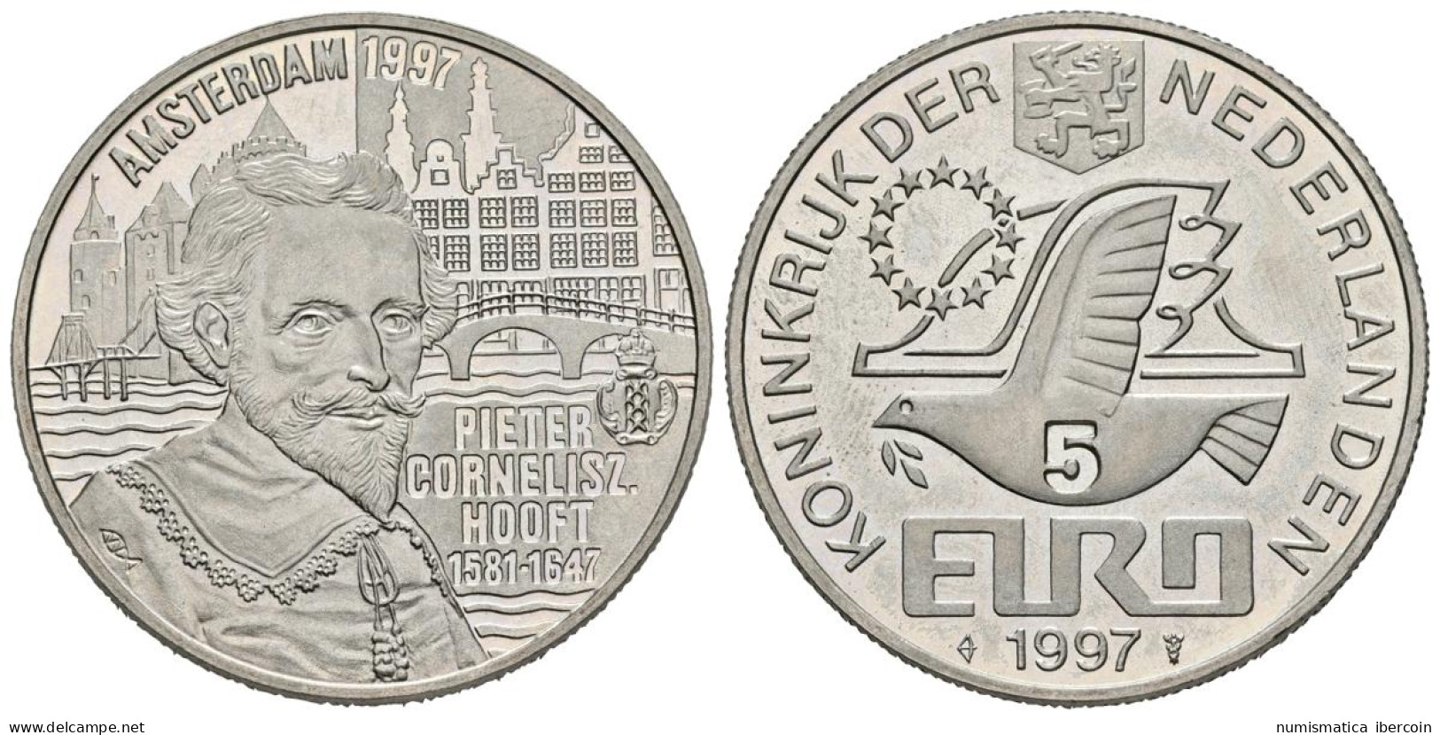 HOLANDA. 5 Euro. 1997. P. C. HOOFT. CuNi. 15,61g. SC. - Andere & Zonder Classificatie