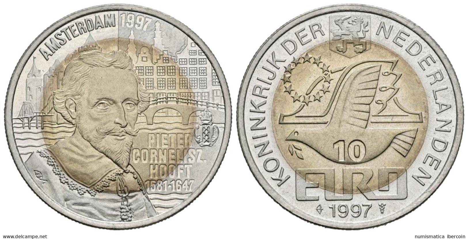 HOLANDA. 10 Euro. 1997. P. C. HOOFT. CuNi, La. 10,44g. SC. - Otros & Sin Clasificación