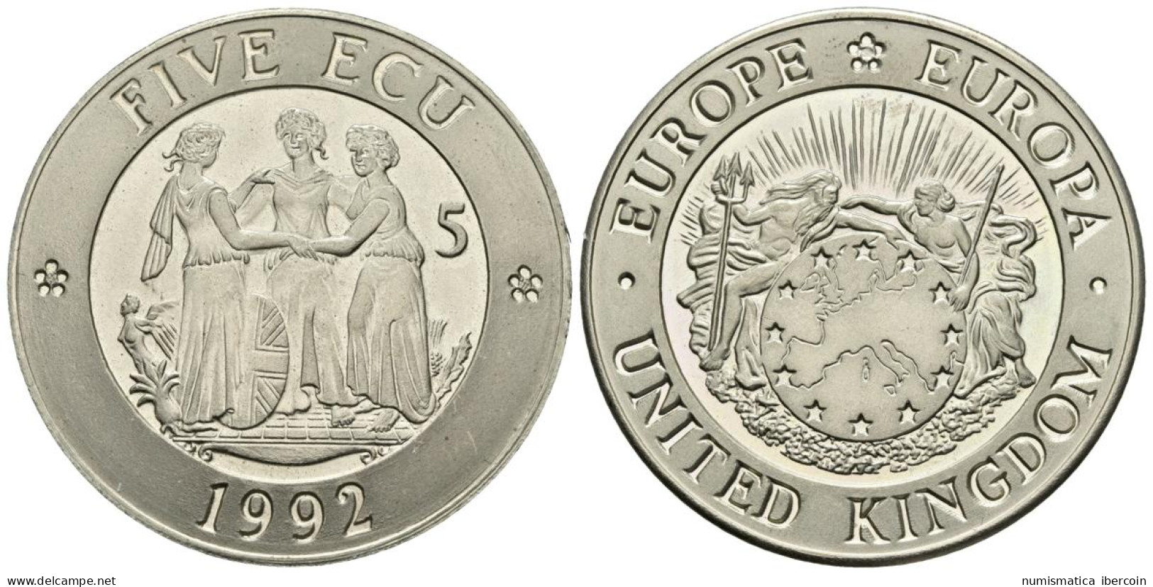 REINO UNIDO. 5 Ecu. 1992. CuNi. 28,44g. PROOF. - Autres & Non Classés