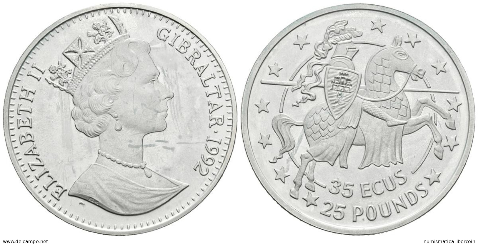 GIBRALTAR. 2.8 Ecu. 1992. CABALLERO. Ar. 28,27g. PROOF. - Andere & Zonder Classificatie