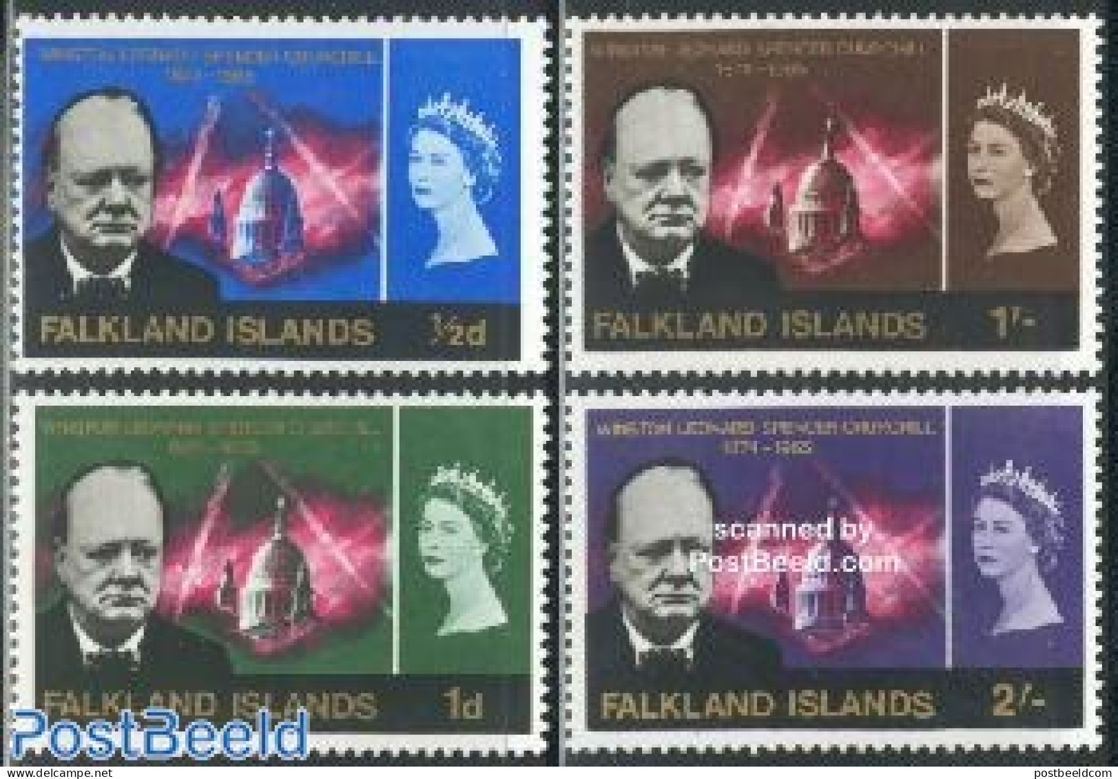 Falkland Islands 1966 Sir Winston Churchill 4v, Unused (hinged), History - Transport - Churchill - Fire Fighters & Pre.. - Sir Winston Churchill