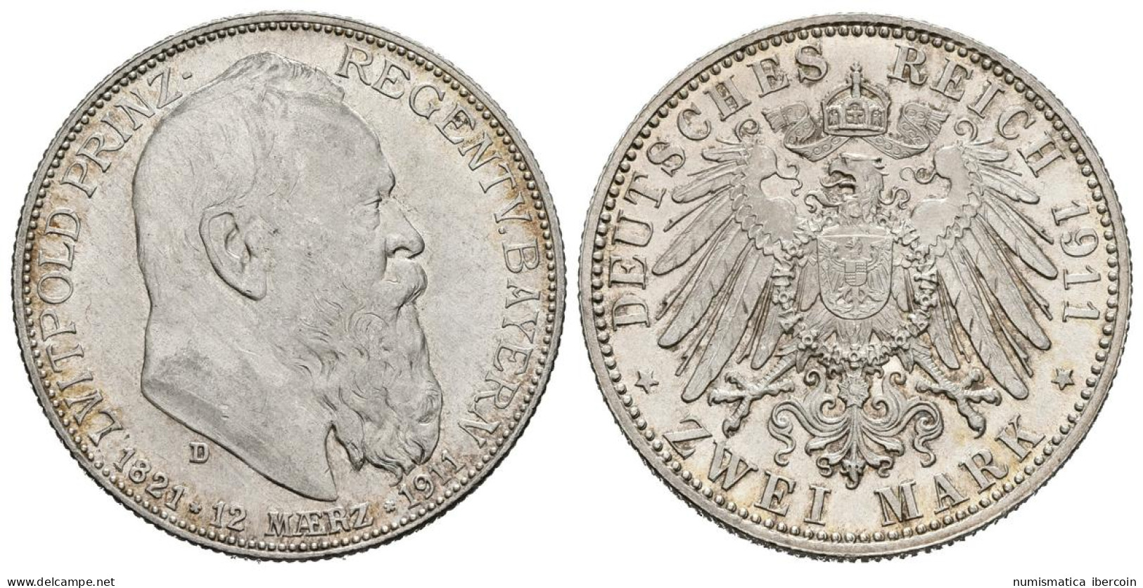 ALEMANIA. 2 Marcos (Ar.11,07g/28mm). 1911. Baviera. (Km#997). 90 Aniversario De - Otros & Sin Clasificación