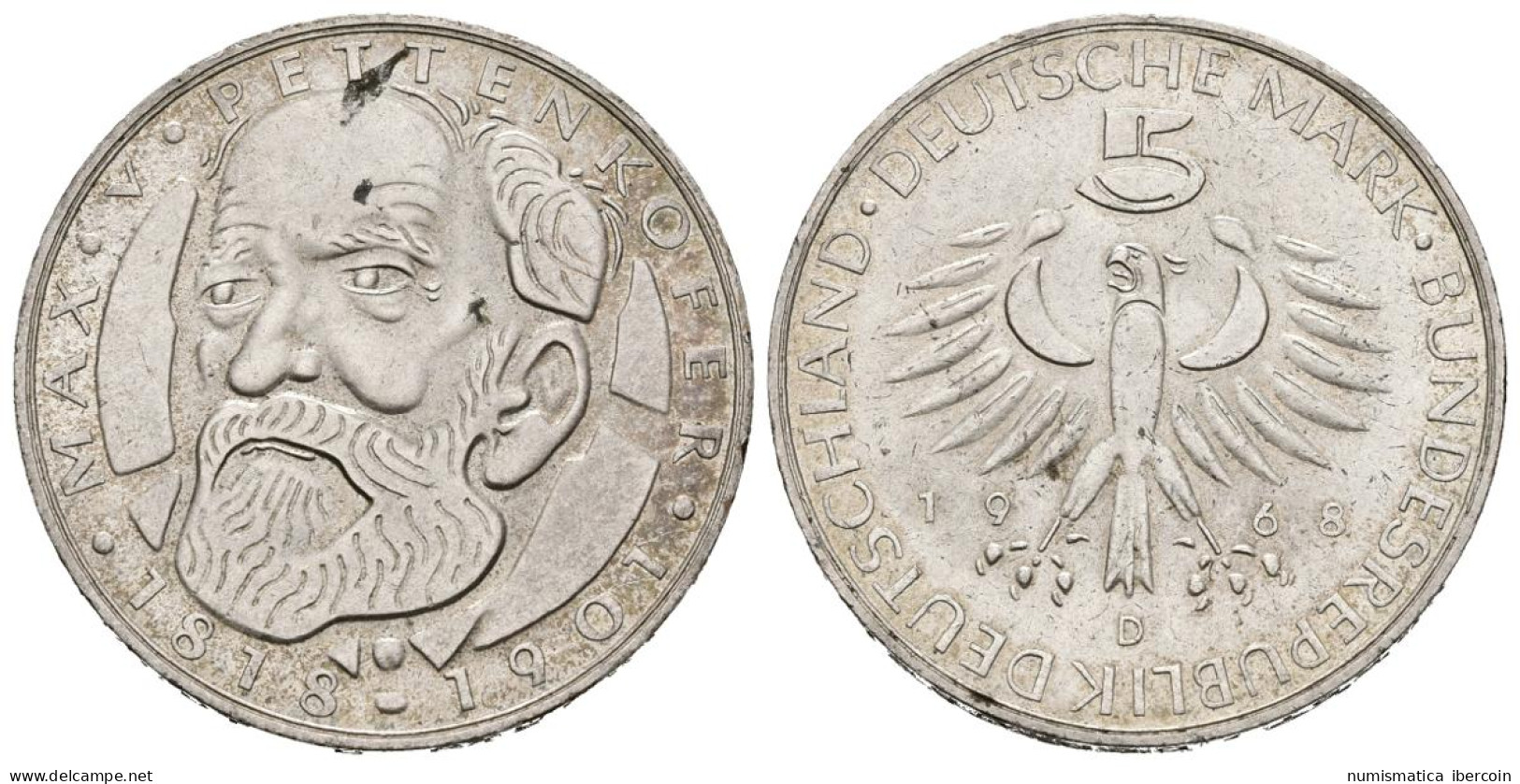 ALEMANIA. 5 Marcos. (CuNi. 11,18g/29mm). 1968. (KM#123.1). 150º Aniversario Del - Otros & Sin Clasificación