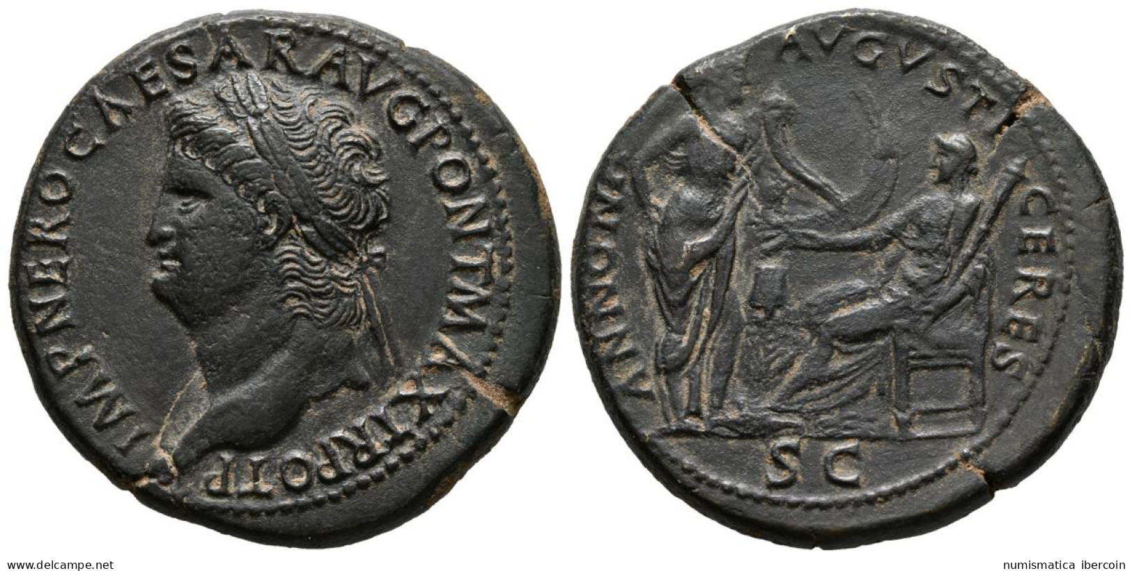 NERON. Sestercio. (Ae. 26,18g/36mm). 65 D.C. Lugdunum. (RIC 495). EBC. Extraord - Die Julio-Claudische Dynastie (-27 / 69)
