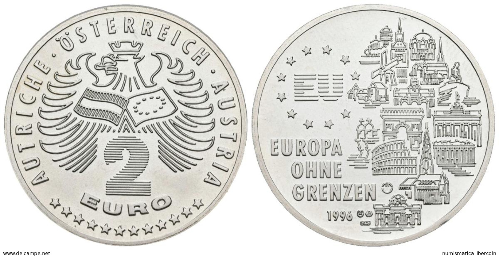 AUSTRIA. 2 Euro. Europa Son Fronteras. 1996 (Ar. 10,00g/28,00mm). Proof - Autres & Non Classés
