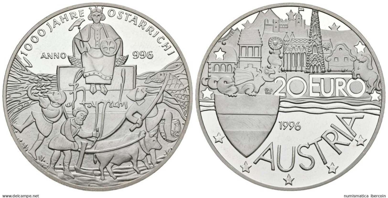 AUSTRIA.  20 Euro. 1000 Aniversario Fundación De Austria 996-1996. 1996. (Ar. 2 - Autres & Non Classés