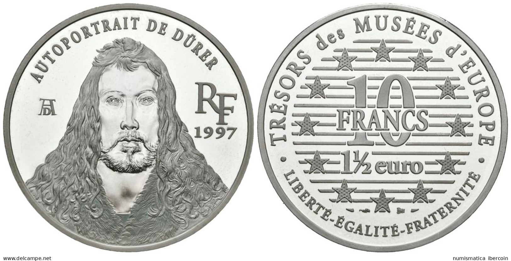 FRANCIA. 10 Francs. 1 1/2 Euro. Tesoros De Los Museos De Europa. Durero. 1997.  - Otros & Sin Clasificación
